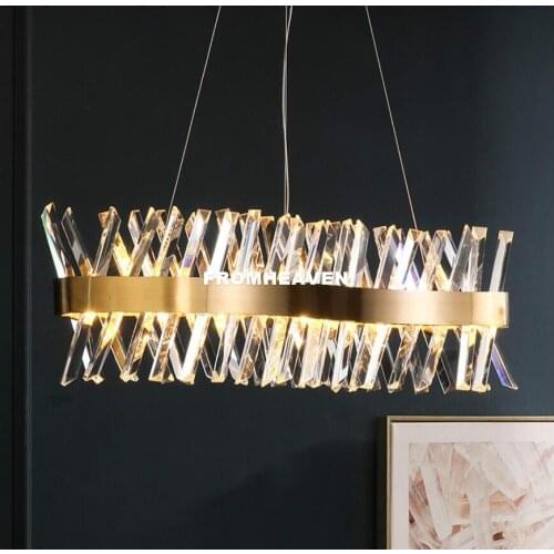 Nordic Crystal Pendant Modern Stainless Steel Hanging Lamp Kitchen Dining Pendant Light Restaurant Bedroom Living Room Lighting