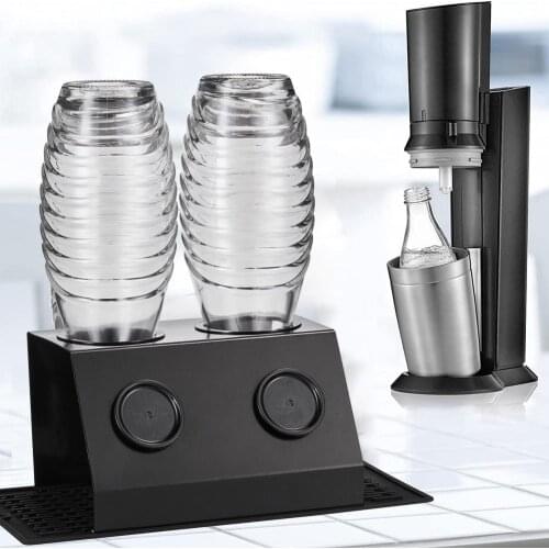 Dual Holes Draining Rack Soda Bottles With Bottle Brush Stainless Steel Rack Drip Tray For Beverages Dry Faster Edge Protection