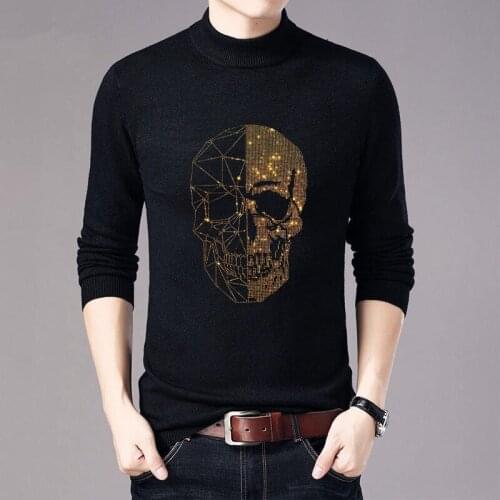 Turtleneck Sweater Men Are Suitable For Winter Parties To Take Leisure Hot Drill Skull Knitting Long-Sleeved Brand New Knitwear