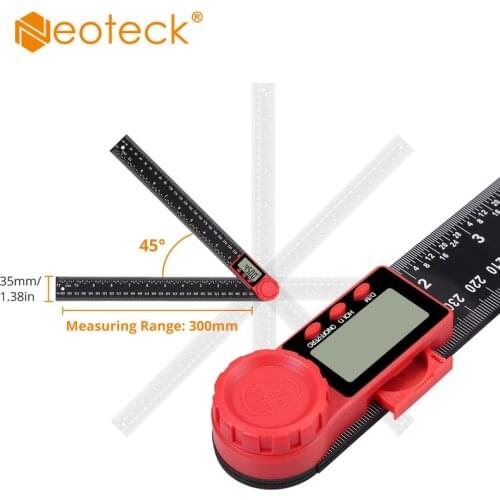 Neoteck 300mm Digital LCD Protractor Angle Finder 360 Degree Spirit Level Angle Finder Vertical Horizontal Gauge Ruler for Wood