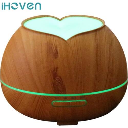 Aroma Diffuser Oil Fragrances Ultrasonic Essential oil Fragrance Air Humidifier Wood Grain LED with 7 Colors LED Light 400ml
