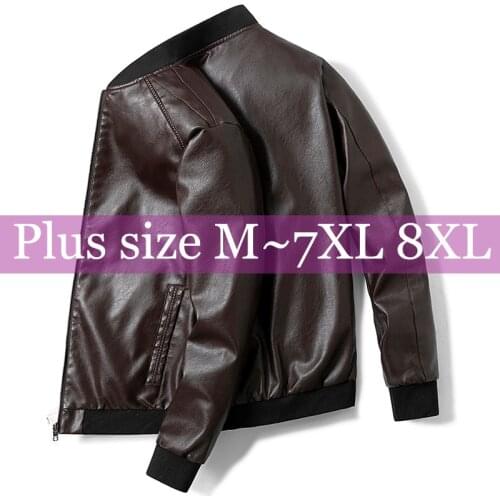 New Men`s windbreaker Biker Vintage Motorcycle Pu Leather Jackets 7XL 8XL Man Streetwear Bomber coats male Leisure Clothing