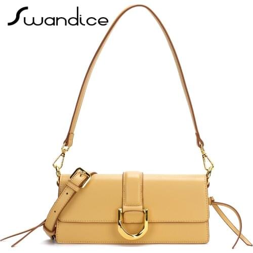 Vintage Horseshoe Clasp Buckle Baguette Shoulder Handbags Small Flap Crossbody Messenger Bags Cross Body Women Female Ladies