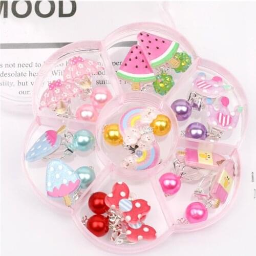 Children Cute Cartoon Watermelon Strawberry Rainbow Ice Cream Ear Clip Creative Kids Girl Princess Sweet No Pierced Ear Cuff