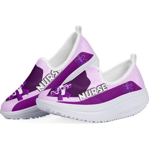 WHEREISART Flats Platform Height Increasing Women Shoes Casual Sneakers Nurse Pattern Summer Mesh Swing Fitness Shoes Comfort