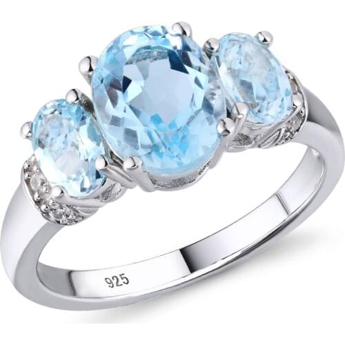 GZ ZONGFA Hot Sale fashion women Ring Natural Sky Blue Topaz Gemstone jewellery 925 Sterling Silver Engagement Ring for Women