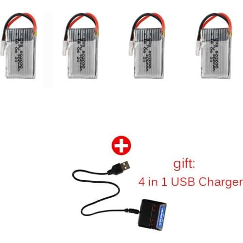 3.7V 300mAh 25C LiPo Battery With 4in1 Charger 802030 For UDI U816 U830 FEIYU FY530