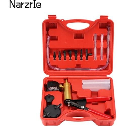 Car Auto Hand Held Vacuum Pistol Pump Aluminum Pump Body Pressure Vacuum Gauge Fluid Reservoir Tester Kit Tools