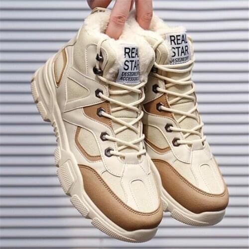 Size 39-46 Winter Mens Thick plush Warm Snow Boots Suede+Canvas Comfortable Ankle Boots Men Outdoor Platform Tooling Booties