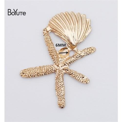 BoYuTe Wholesale (10 Pieces/Lot) Metal Alloy 38*53MM Starfish Shell Materials Vintage Style Diy Hand Made Jewelry Accessories