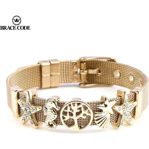 BRACE CODE Ocean Heart Tree of Life Stainless Steel Bracelet Mens and Womens Festival Brand Bracelet Gift