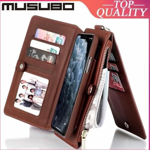 Musubo Luxury Cases Cover For iPhone 6S Plus 7 8 XS XR 11 Pro Max Genuine Leather Case Card Slot Wallet Casing Funda Coque Capa