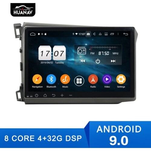 DSP Android 9.0 Car DVD Player GPS navigation For Honda Civic 2012-2015 Left Hand Driving Car radio player Auto multimidia UINT