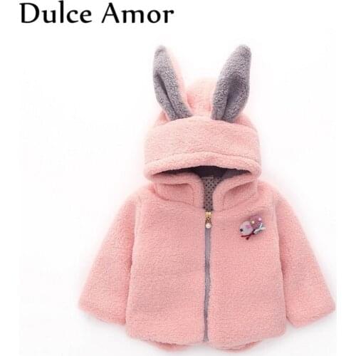 Dulce Amor Kids Winter Coat Children Cotton Jacket Toddler Warm Thickening Bunny Hooded Outerwear Baby Boys Girls Clothes