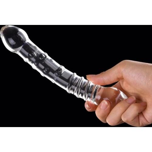 Dual Ended Glass Crystal Penis Dildo Female Stimulation Smooth Glasswear Anal Plug Masturbation Sex Products