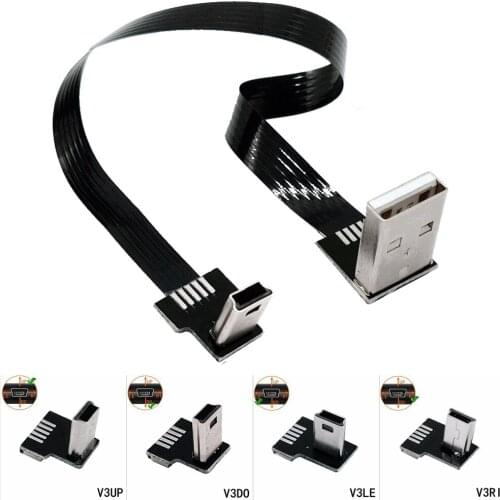 FPC USB Type-A to Mini 5Pin Right Angle Charging Cable for GPS Navigator Jy27 20 Dropship 0.05M 0.1M 0.25m 0.5m 0.8M 1M