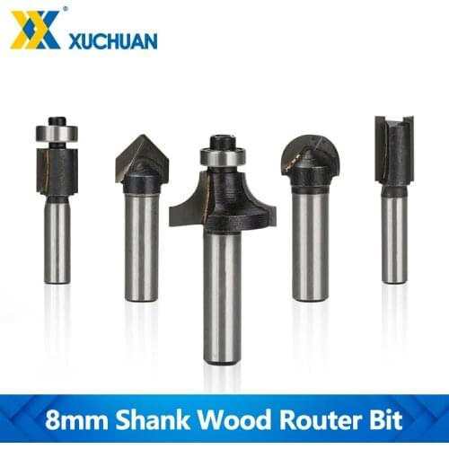 Wood Router Bit 8mm Shank Tungsten Carbide Milling Cutter Straight End Milll Flush Trim Router Bit Woodworking Milling Tools