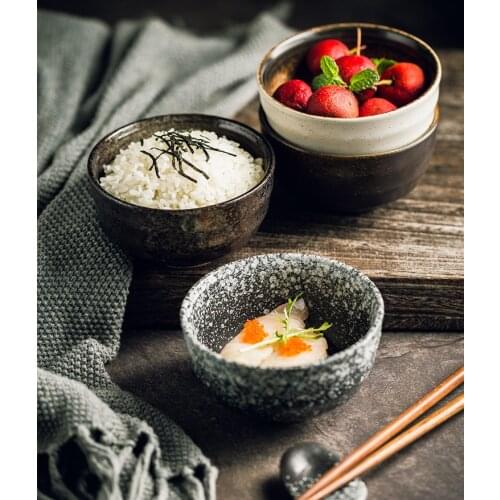 Japanese Style Rice Bowl Ceramic Retro Tableware For Kitchen Creative Salad 사발 Dessert Міска Soup Чаша Cuisine Bol Посуда Louça