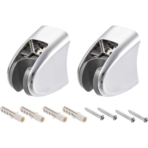 Uxcell Shower Head Holder Adjustable ABS Wall Mount Handheld Shower Bracket Silver Tone 2Pcs