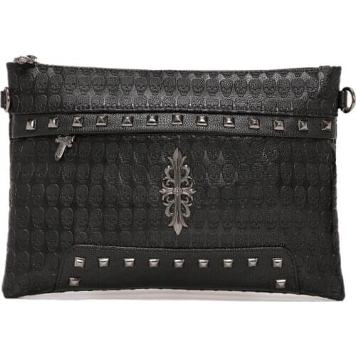 2019 New Rivet clutch Men and Women Ghost Head Skull Pattern Handbag Fashion business mens bag