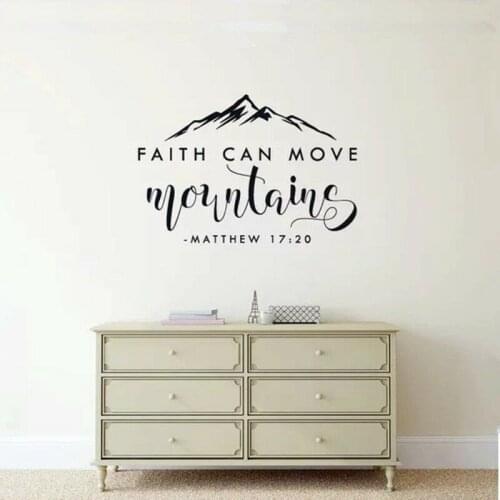 Bible quotes Wall Stickers Faith Can Move Mountains Matthew 17:20 Bible Wall Decals Vinyl Removable Home Living Room Decor Z472