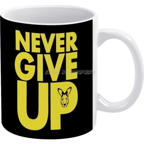 Never Give Up! Coffee Mugs Ceramic Personalized Mugs 11 Oz White Mug Tea Milk Cup Drinkware Travel Mug Never Give Up Soccer Foot