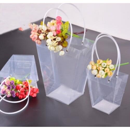 2019 new sale gift Flower packing box transparent trapezoid flower carrier bag rose plastic PVC bouquet packing succulent plant
