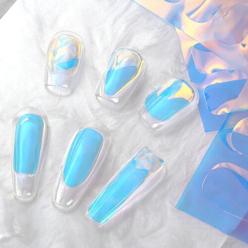 New Aurora Ice Cube Nail Sticker Self-Adhesive Laser Sparkling Candy Paper Nail Art Decoration Holographic Film Nail Decal