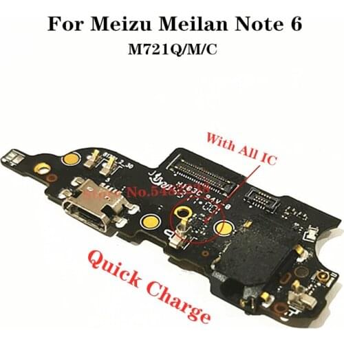 Original USB Charging Port Dock Flex Cable For Meizu Meilan Note6 M721Q/M/C Charge Plug With Microphone Board Headphone Jack
