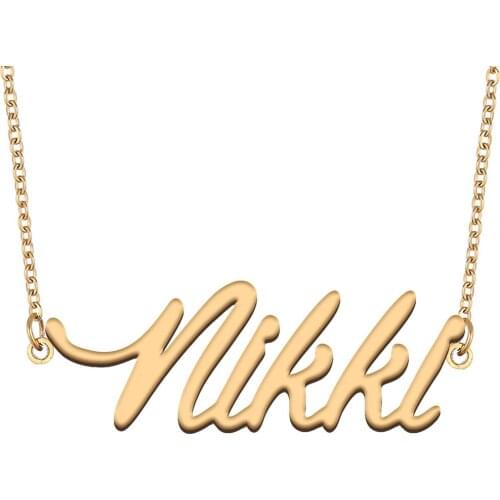 Nikki Name Necklace for Women Stainless Steel Jewelry 18k Gold Plated Nameplate Pendant Femme Mother Girlfriend Gift