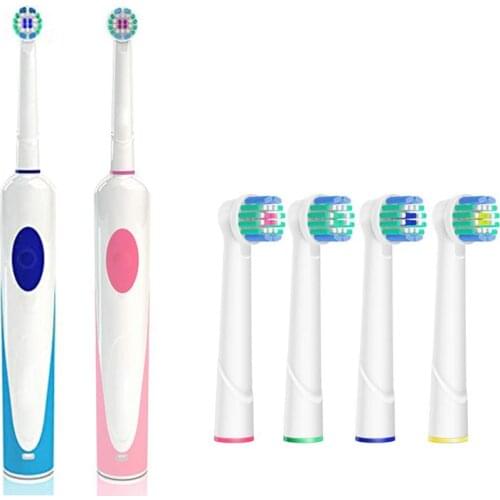 Rechargeable Electric Toothbrush with Timer Rotating Toothbrush Power Spin Toothbrush with Replacement Brush Head 4pack - for Ch