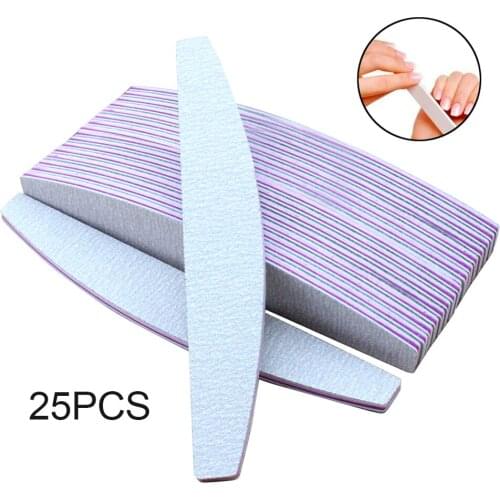 25pcs Nail Files 100/180 Trimmer Buffer lime a ongle C-Curved Side Sanding Buffers Block Manicure Pedicure Nail Tools Nail Files
