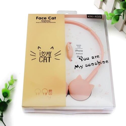 Wired Headphones For Smartphones Headset with 3.5mm Line Music Mp3 Earphones Cute Colored Cat Headphones For Samsung Xiaomi