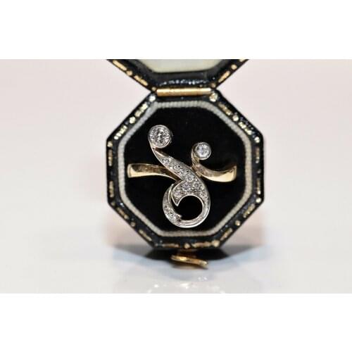 OLD ORIGINAL ART NOUVEAU VINTAGE 18K GOLD NATURAL DIAMOND DECORATED RING