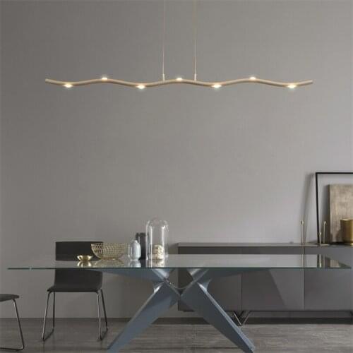Dinning Room Long Strip Pendant Lamp Post-modern Designer Loft Industrial Light Hanging LED Simple Curve Pendant Light Fixture