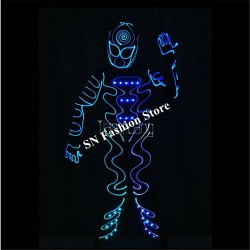 TC-178 Programmable EL men led costumes ballroom dance light robot clothes satge dj bar wear full color RGB luminous performance