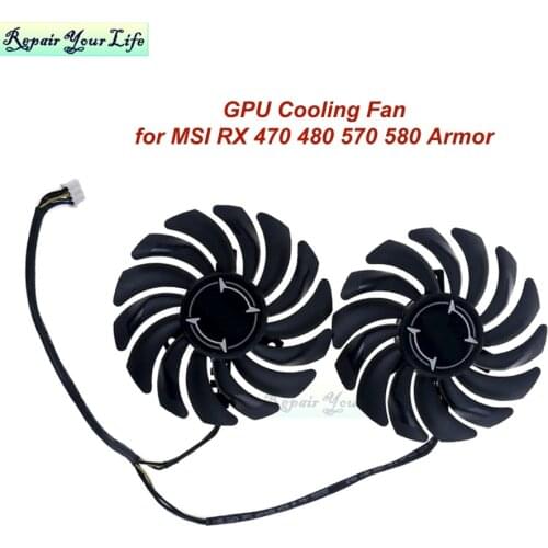 87mm Computer Graphics Video Card GPU Cooling Fan for MSI RX 470 480 570 580 Armor VGA Cooler Fan Radiator PLD09210B12HH 4 Pins