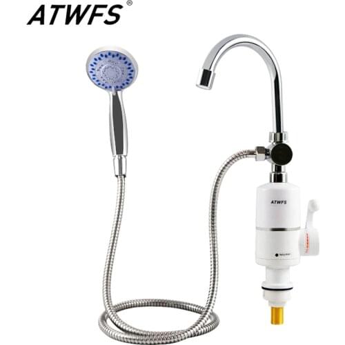 ATWFS Shower Water Heater Faucet Electric Hot Tankless Water Heater Tap Fast Heating Bathroom Heaters 3000W 220V