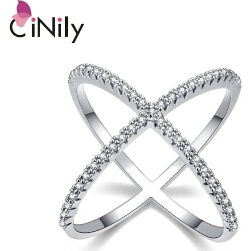 CiNily Created Cubic Zirconia Silver Plated Wholesale New Style for Women Jewelry Wedding Engagement Ring Size 6-9 NJ11095