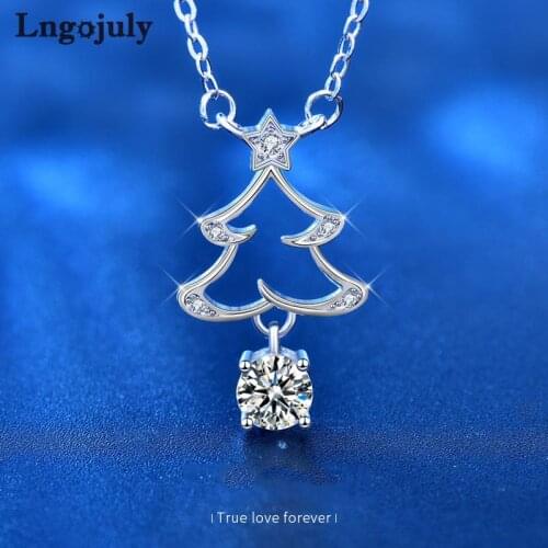 Pure 925 Sterling Silver Moissanite Tree Pendant Necklaces For Women Bride Romantic Wedding Party Solid Silver 925 Jewelry Gift