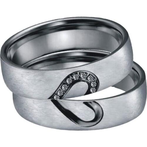 1 Pair Love Alliance heart couples promise wedding rings for men and women marriage ladies valentines day finger ring black