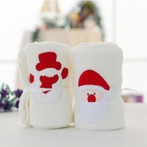 1PC Christmas Flannel Blankets Soft Coral Fleece Blanket Sheet White Santa Claus Snowman Coral Velvet Home Soft Blanket