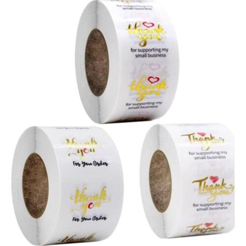 100PCS Bronzing Thank You Stickers Labels Clear PET Sticky Sticker Love Decoration Scrapbook Sealing Stationery Supplies