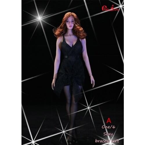 2 Colors 1/6 Scale FT012 Women Sexy Tight Body Short Strap Strapless Female Nightclub Dress For 12" Action Figure Body