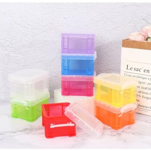 2Pcs Doll House Creative Candy Color Mini Cute Color Children Plastic Toy Storage Box