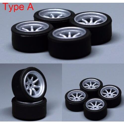 4PCS 1/64 Scale Alloy Car Model SpeedGC Painted Wheels+Tires 5.0mm/10.0mm Size for Modified Hot Wheel/Matchbox/Tomica