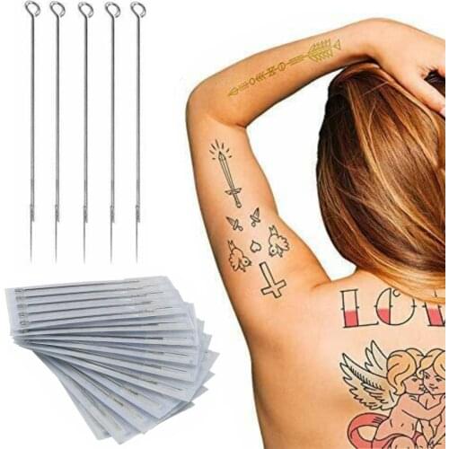 50Pcs Mixed Assorted Sterile Disposable Stainless Steel Sterilized Tattoo Needles 5 Sizes 1RL 3RL 5RL 7RL 9RL