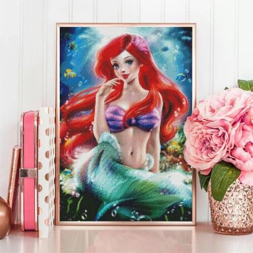 Full Diamond Painting Disney 5d Diy Fairy Tale Princess Jasmine, Ariel Rhinestone Inlaid Embroidery Brand Decorative Painting