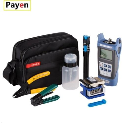 Free Shipping Fiber Optic FTTH Tool Kit with FC-6S Fiber Cleaver and Optical Power Meter 5km Visual Fault Locator