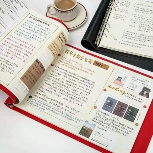 Effective Journal A4 Thick Paper Loose-leaf Mind Map PU Leather Cover Binder Notebook Squared Lined Blank Daily Planner Notepad